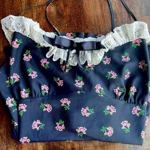 Vintage Betsy Johnson intimates lace spaghetti strap top!!